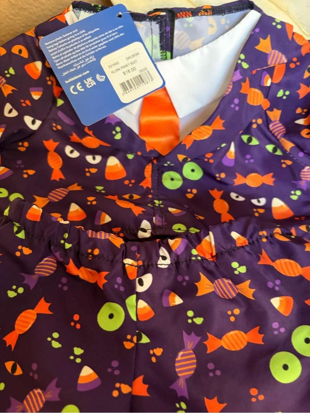 Build a Bear Halloween Orange Tie Out Fit CUTE! NWT